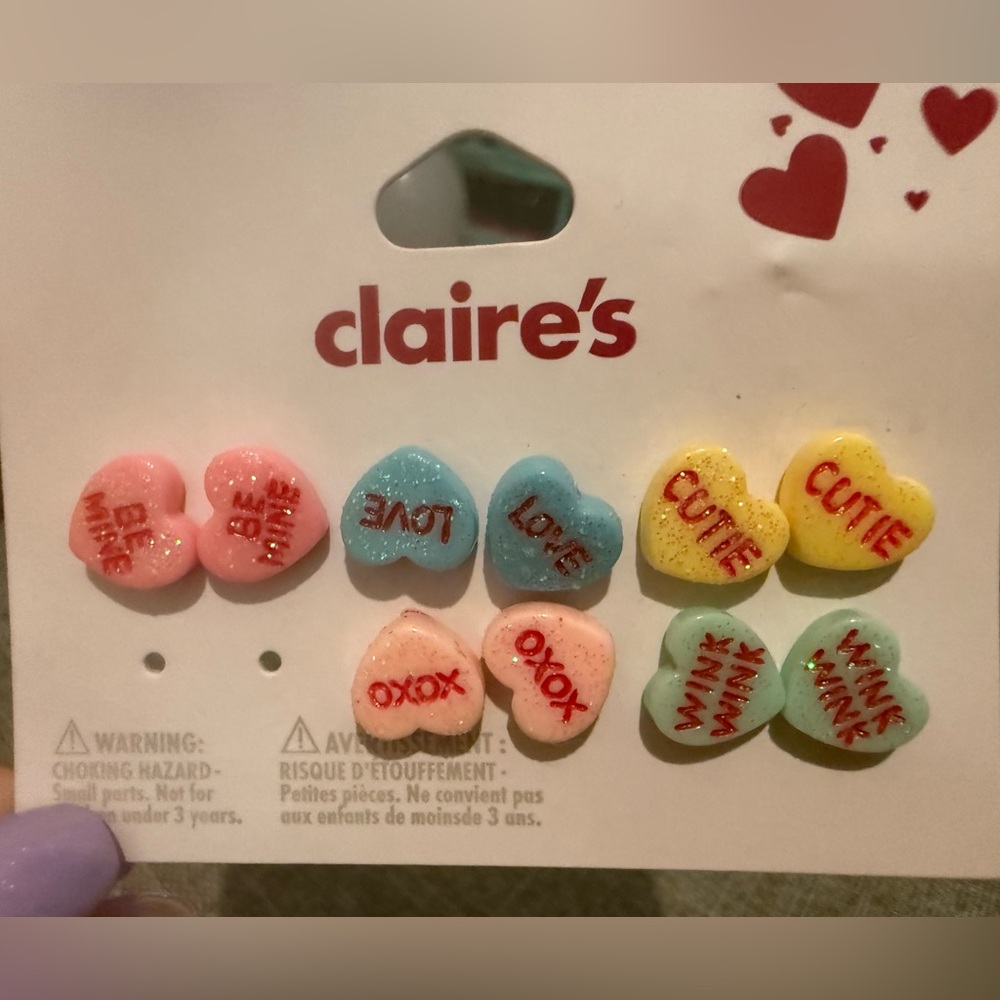 Claire's Heart Stud Earrings Set